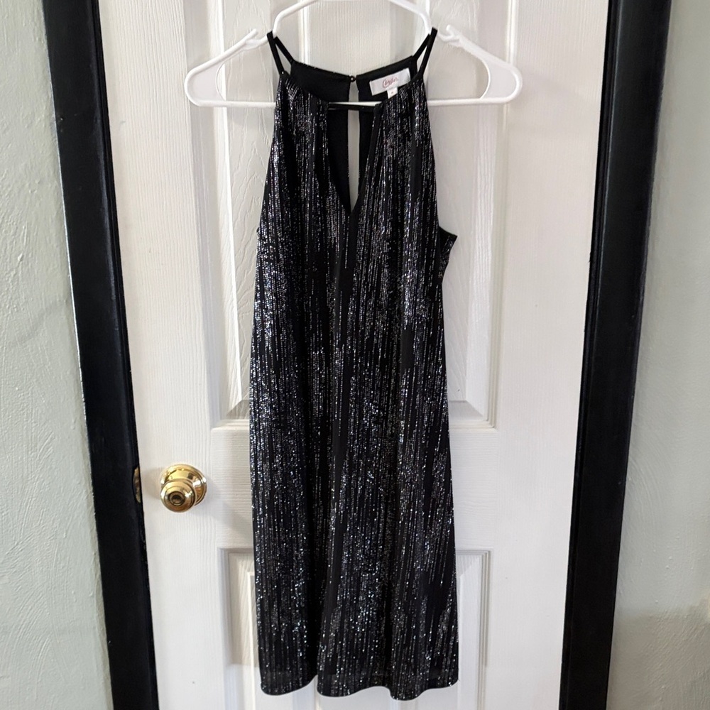Candie's Black Sparkle Halter Dress